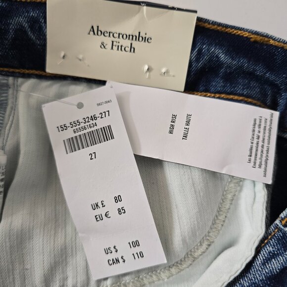 Abercrombie & Fitch High Rise Mom Jeans 27 Blue Distressed NWT - Picture 6 of 6